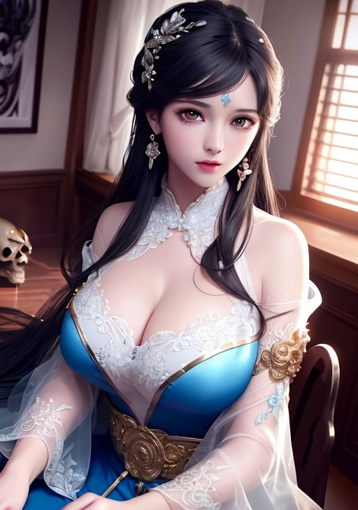 AI生成古装闺阁里的大家闺秀人体美图5
